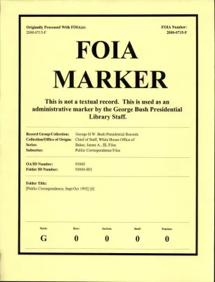 [Public Correspondence, Sept/Oct 1992] [6]