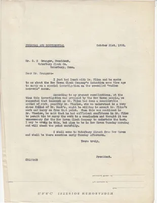 Memorandum to C.H. Granger, October 21, 1926