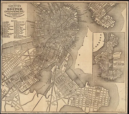 New map of Boston, comprising the whole city, with the new boundaries of the wards