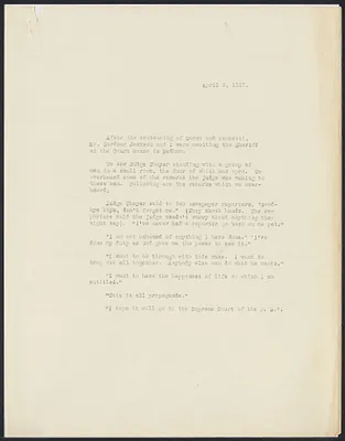 Herbert Brutus Ehrmann Papers, 1906-1970. Sacco-Vanzetti. Notes on persons interviewed, 1925-1927. Box 13, Folder 21, Harvard Law School Library, Historical & Special Collections