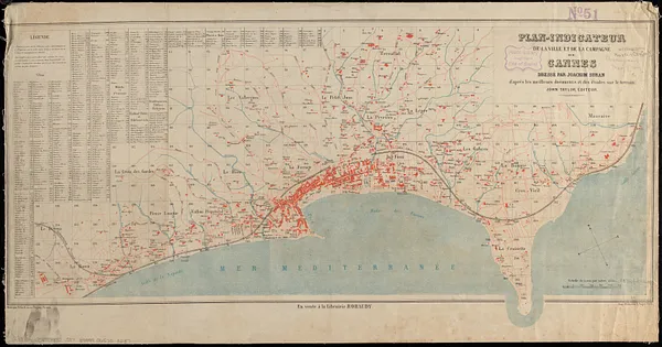 Plan-indicateur de la ville et de la campage de Cannes