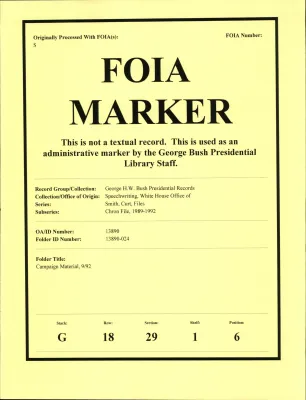 Campaign Material 9/92 [OA 8130]