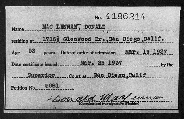 Mac Lennan, Donald - 1937