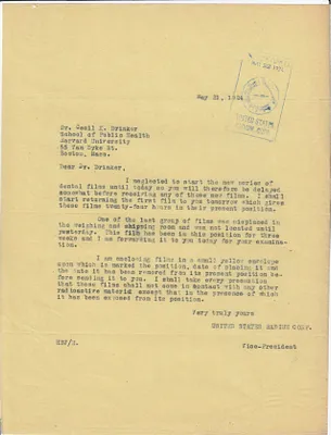 Letters Sent to Cecil K. Drinker, May 21, 1924