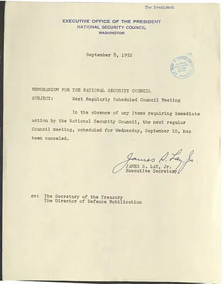 Memorandum from James S. Lay, Jr. to the National Security Council