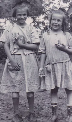 Inger & Ester with Kittens, 1924