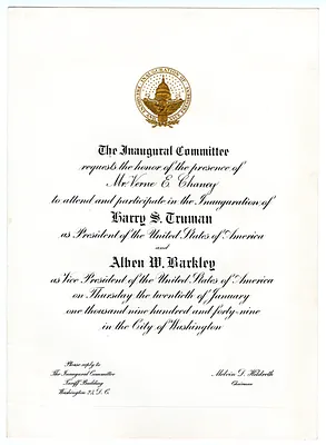 Invitation to Presidential Inauguration