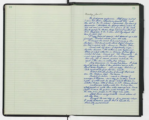Handwritten journal entry for January 27, 1969