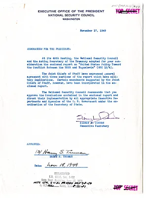 Memorandum from Sidney Souers to President Harry S. Truman