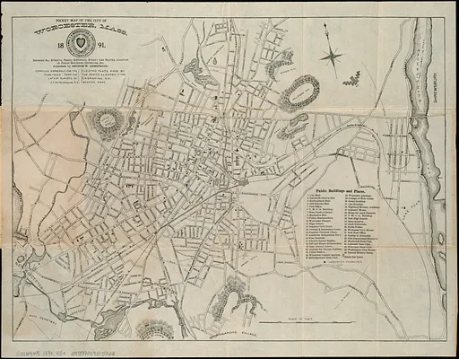 Pocket map of the city of Worcester, Mass