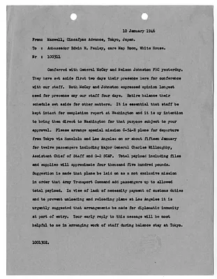 Cable from H. D. Maxwell to Edwin Pauley