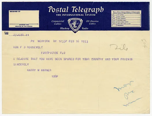Telegram, Harry Warner