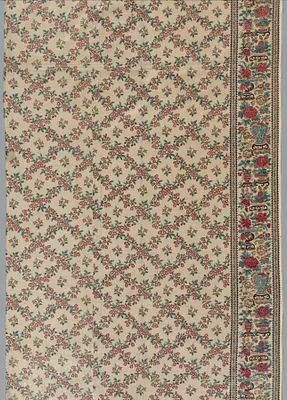 Roller-Printed Glazed Chintz with Flower and Vase Design
