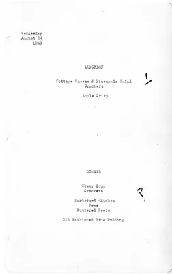 White House Luncheon and Dinner Menu