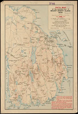 Path map of the eastern part of Mount Desert Island, Maine