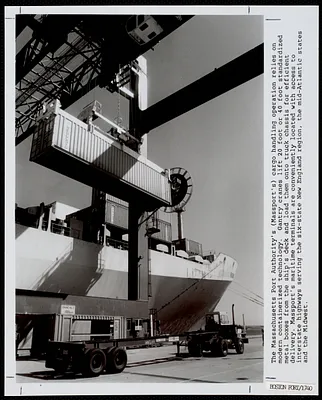 Massport's Gantry Crane No. 2 off loading to a truck chassis, Conley Terminal, South Boston