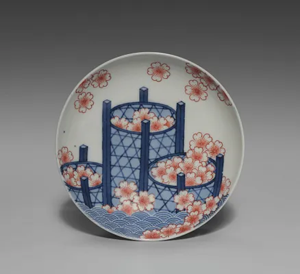 Small Dish (Kozara) with Cherry Blossoms in Baskets