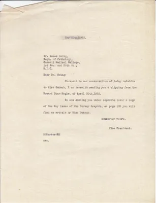 Letters Sent to James Ewing, May 20, 1932