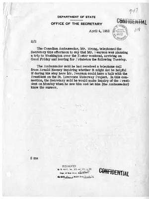 Memorandum of Telephone Conversation with Secretary of State Dean Acheson and Ambassador of Canada Hume Wrong