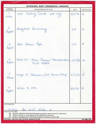 NSC Meeting 3/4/70 Korea (NSSM 27)