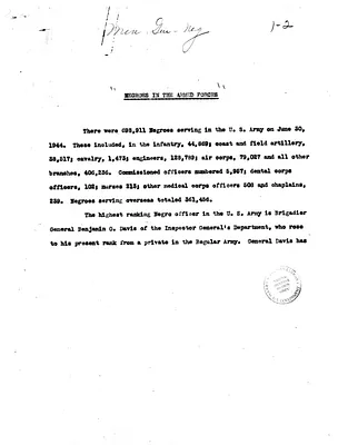 Memorandum, "Negroes in the Armed Forces"
