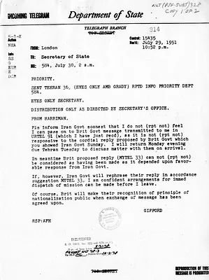 Telegram from Ambassador Walter Gifford to Secretary of State Dean Acheson, Number 584
