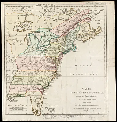 Carte de l'Amérique septentrionale, depuis la baye d'Hudson jusqu'au Mississipi