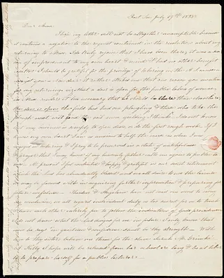 Letter from Sarah Moore Grimké, Fort Lee, [N.J.], to Anne Warren Weston, July 17th, 1838