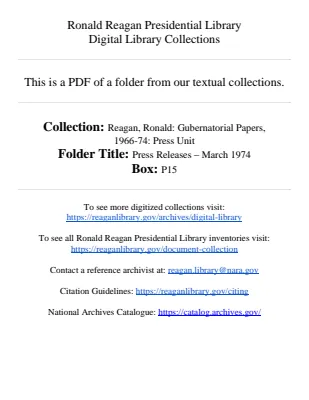 Press Releases - March 1974