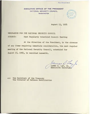 Memorandum from James S. Lay, Jr. to the National Security Council