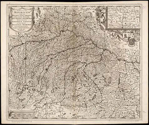 Circulus Bavaricus in quo sunt Ducatus, Electoratus, & Palatinat Bavariae, Archiepisc: Salisburgi, Episcopatus Ratisbonaw, Pataviae, & Fruxini, Palatinat Neoburgi & Landgraviatus Leuchtenbergi