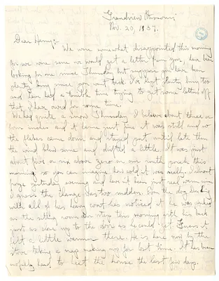 Letter from Mary Jane Truman to Harry S. Truman