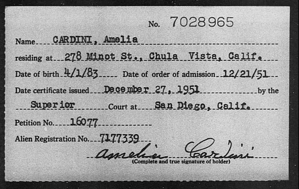 Cardini, Amelia - 1951