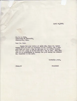 Letters Sent to Dr. S.C. Lind, April 14, 1938
