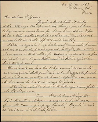 Bartolomeo Vanzetti autographed letter signed to Giovanni Pippan, Dedham, 28 June 1927