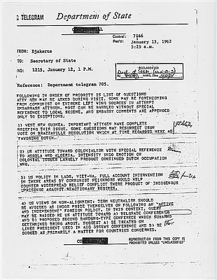 Department of State Telegram Possible Questions for RFK in Djakarta