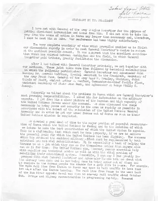 Press Release, Statement by President Harry S. Truman