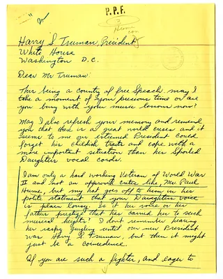 Letter from A. Jones to President Harry S. Truman