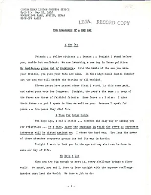 5/22/1948 Speech by Congressman Johnson, "The Challenge of a New Day"