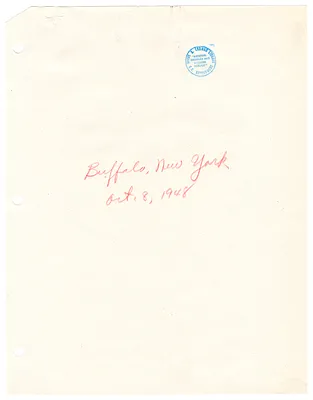 Reading Copy, Speech of President Harry S. Truman, Buffalo, New York
