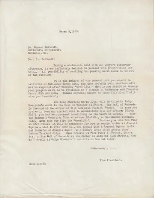 Letters Sent to Dr. Herman Schlundt, March 5, 1930