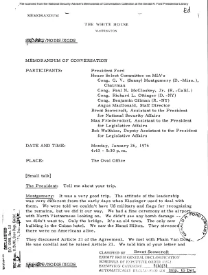 January 26, 1976 - Ford, House Select Committee on MIAs