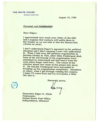 Letter from Harry S. Truman to Edgar Hinde