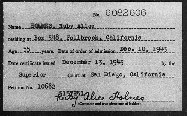 Holmes, Ruby Alice - 1943
