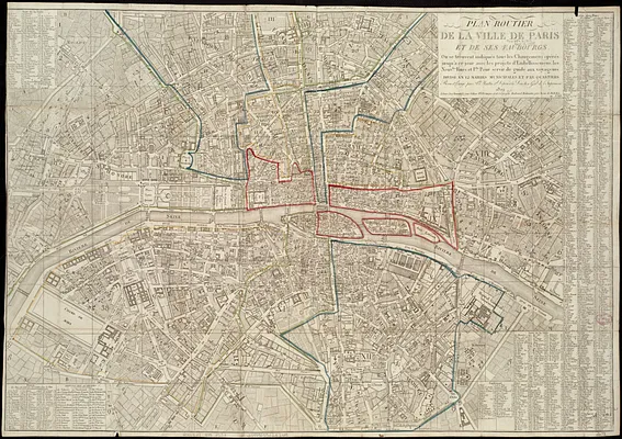 Plan routier de la ville de Paris et de ses faubourgs