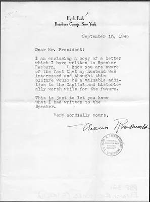 Letter from Eleanor Roosevelt to Harry S. Truman accompanied by a copy of a letter from Eleanor Roosevelt to Sam Rayburn