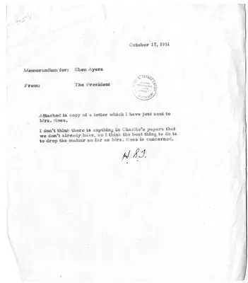 Correspondence Between President Harry S. Truman to Eben Ayers
