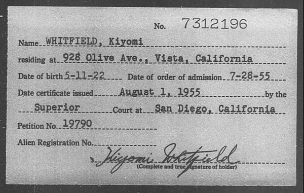 Whitfield, Kiyomi - 1955