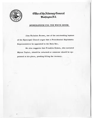 Memorandum from the Office of the Attorney General to the White House