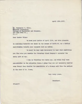 Letters Sent to Dr. Frederick B. Flinn, April 12, 1927